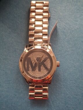 Michael Kors  Silver Crystal MK Logo Bracelet Watch, Like New